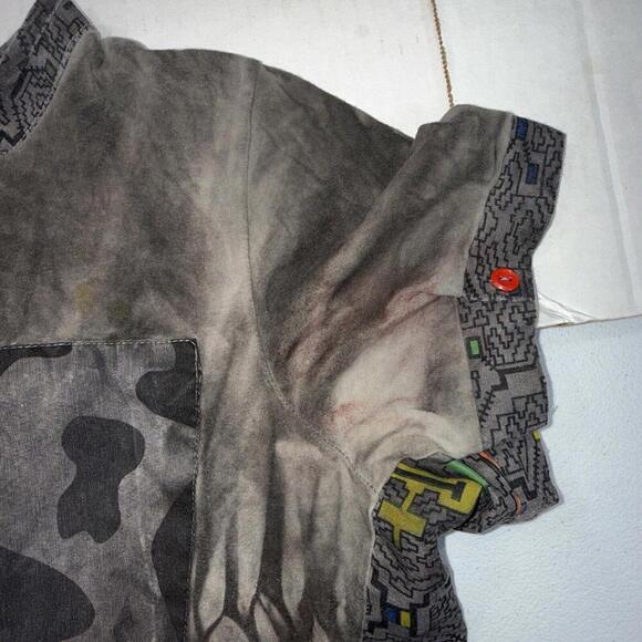 Juan Carlos Centeno Baca Organic Hand Made Tribal Patchwork Lace Front Tee - Picture 15 of 15